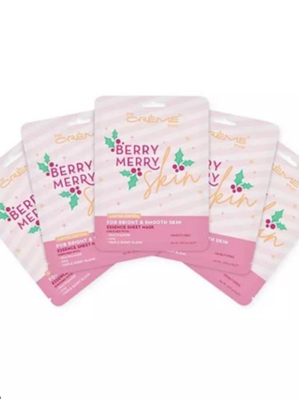 The Crème Shop Berry Merry Skin Essence Sheet Masks 5 pack NIB